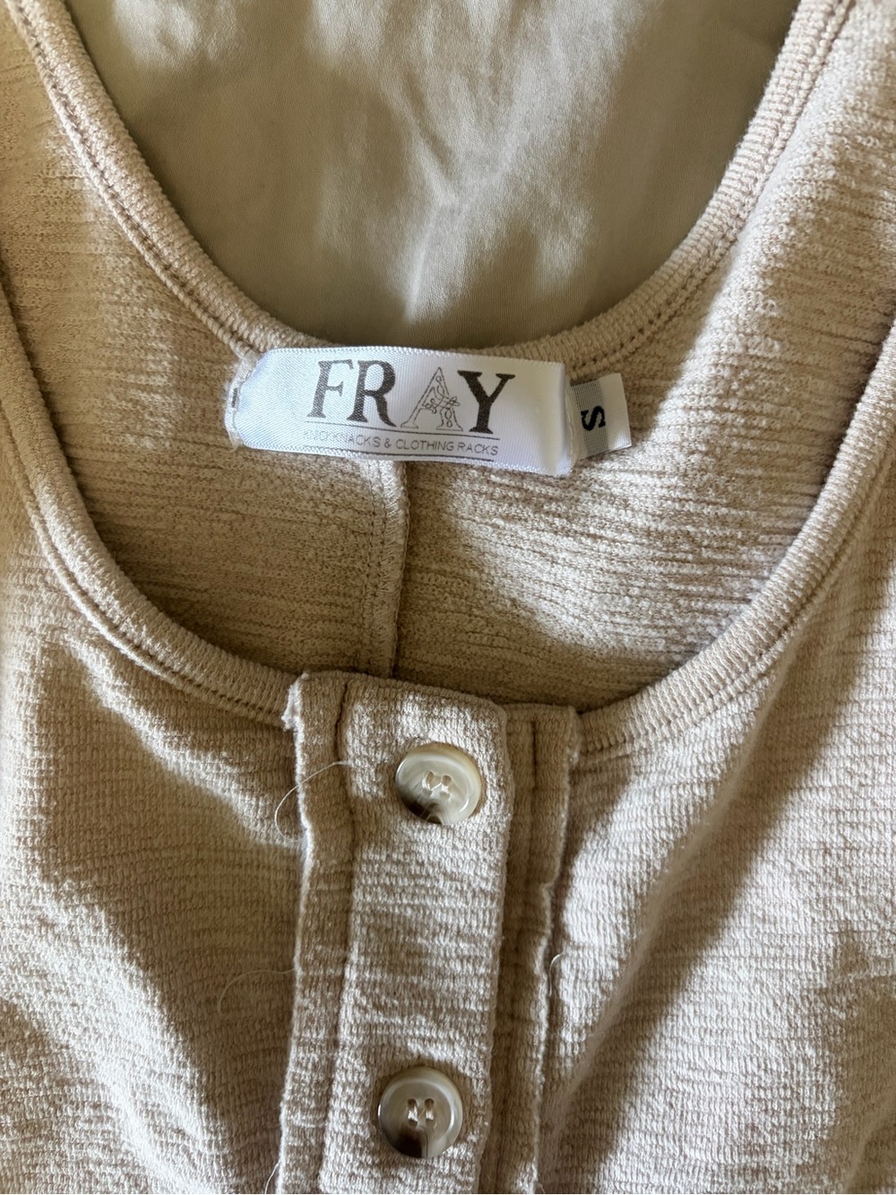 FRYE Cream Tank Romper with Button-Front Detail - Picture 3 of 3